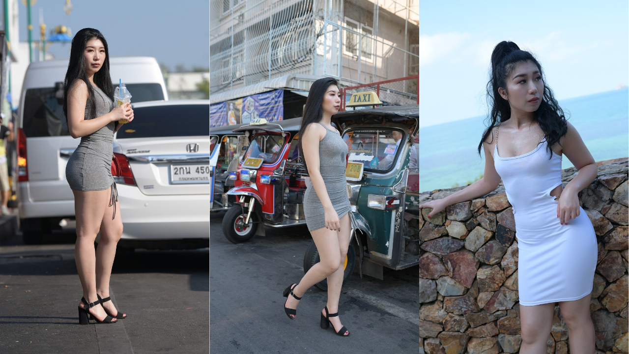 视觉冲击苏梅岛旅拍作品 第四篇: 灰色加白色包臀裙