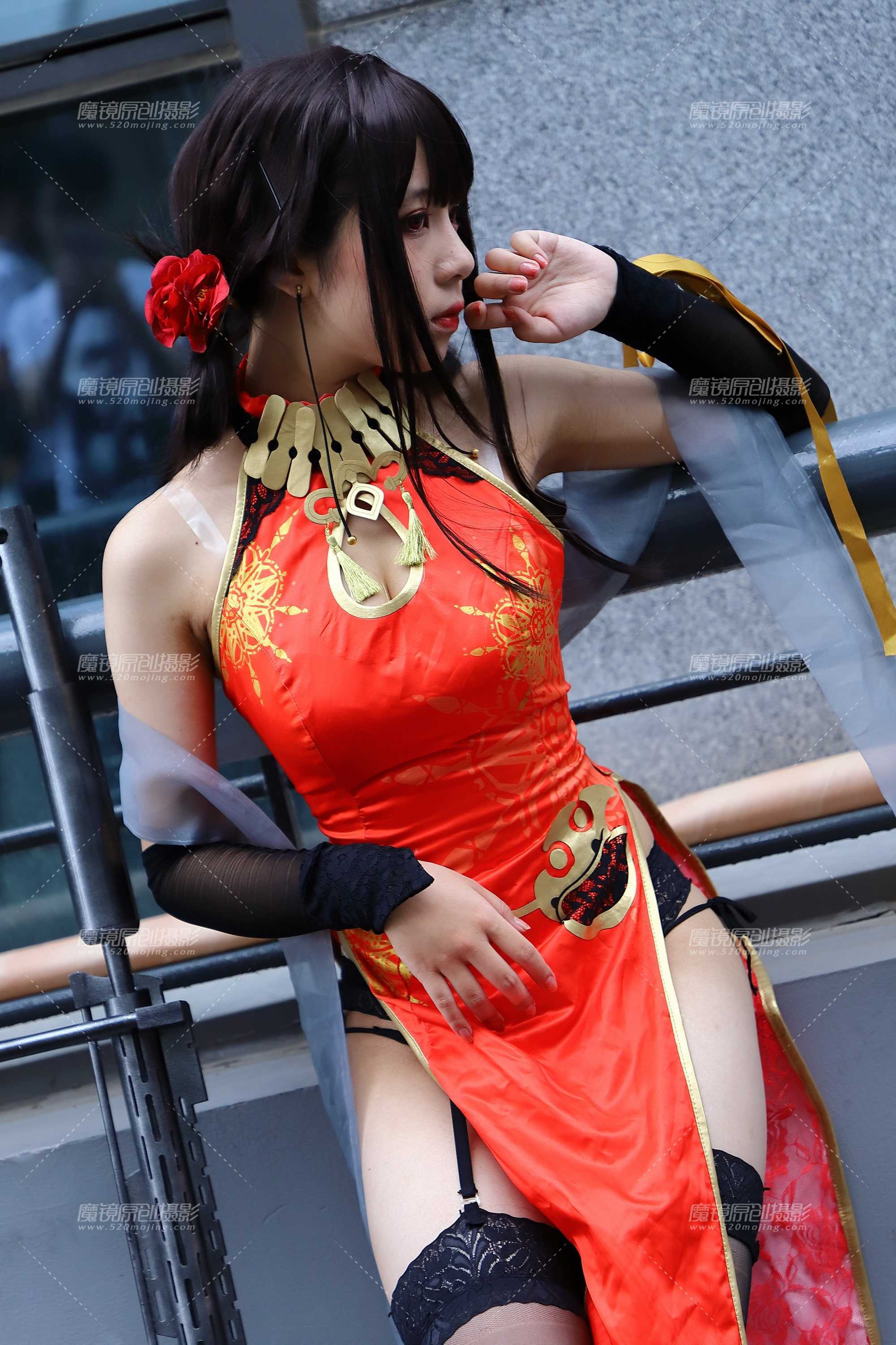 红色旗袍黑丝coser