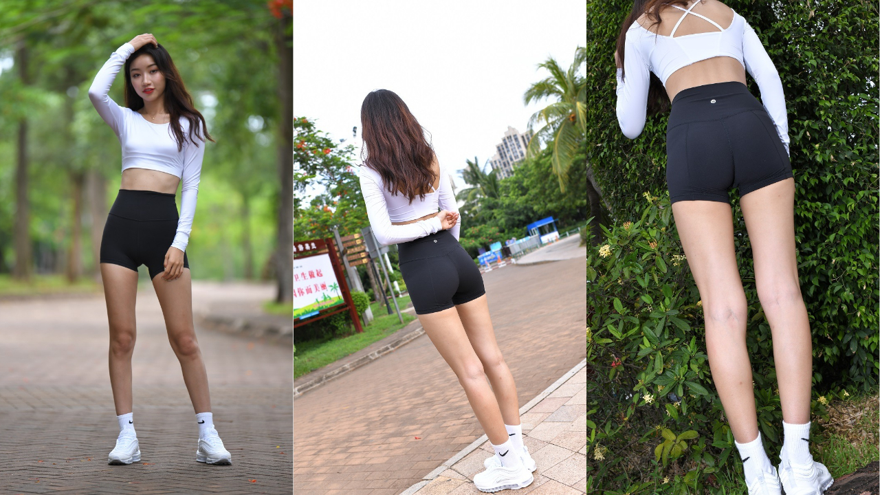 咔喳旅拍作品 第一篇：萌萌 黑色紧身短裤